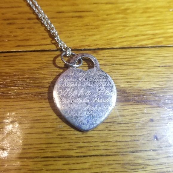 Alpha Phi Silver Heart Necklace - Picture 1 of 4